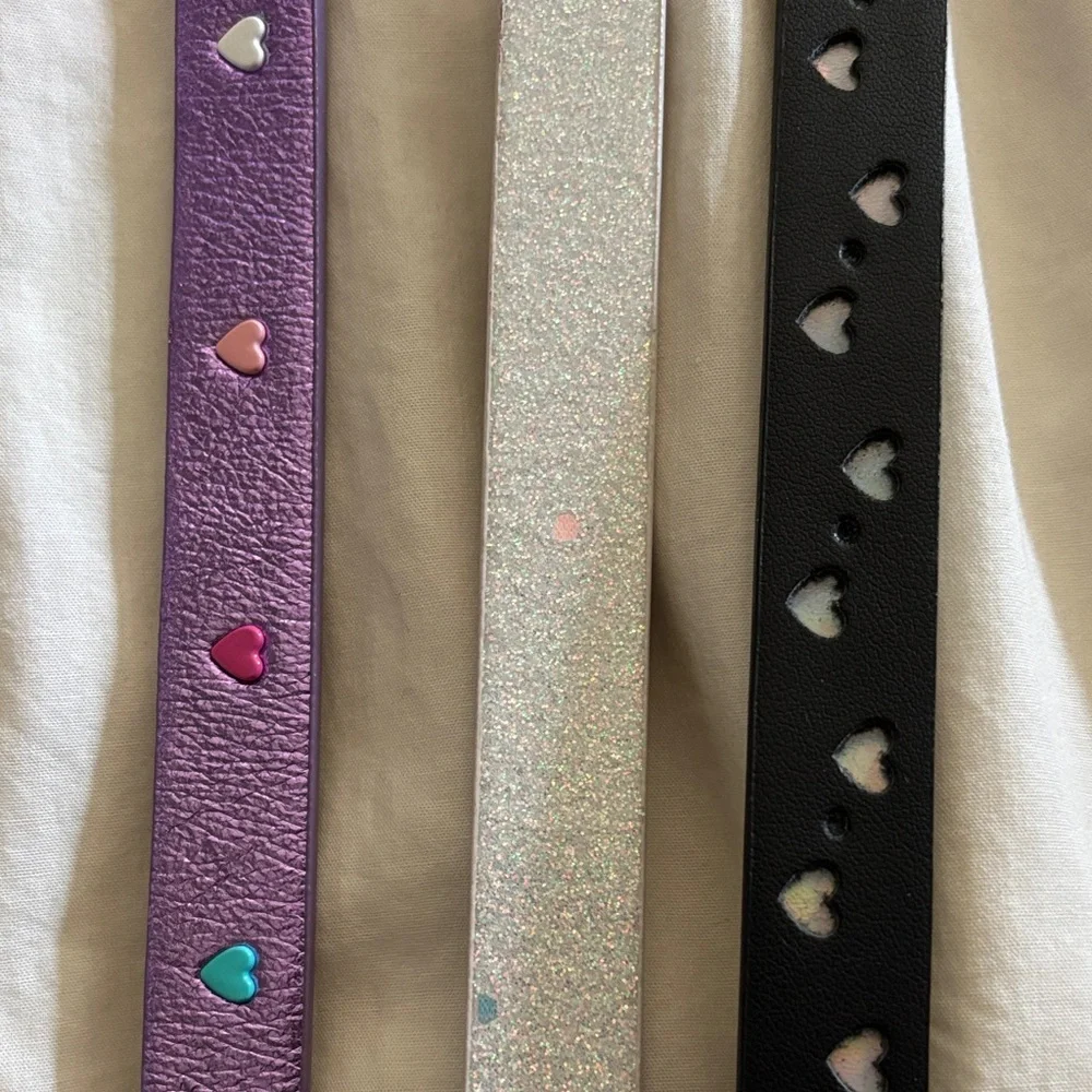 Target Kids Belt Set with Heart Charms - Purple, Silver, Black